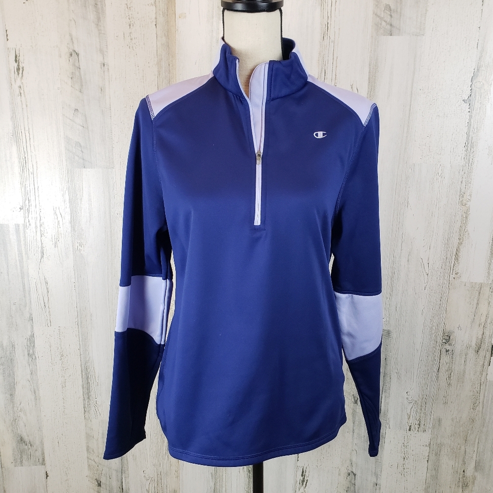 Champion Quarter Zip Blue Pullover Size Large